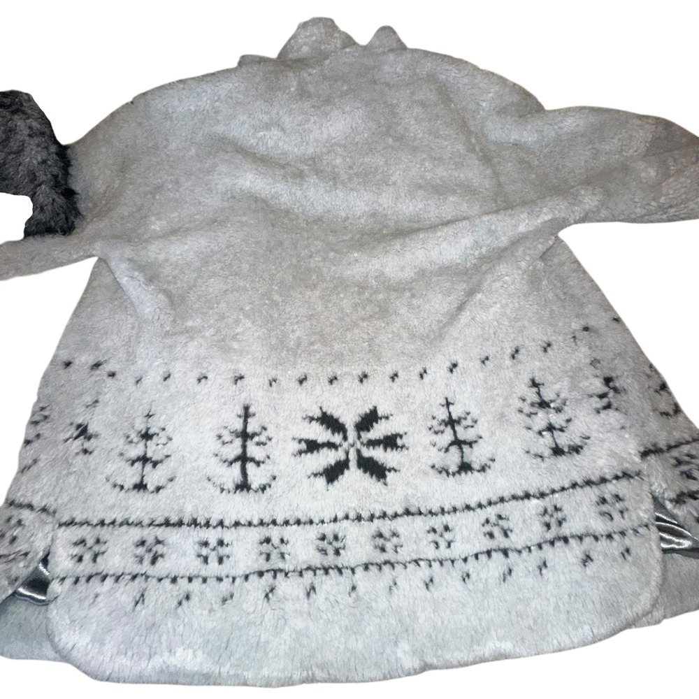 Tally Ho Outerwear Women's Gray Fleece Hooded‎ Jacket Snowflake Tree Print S - Picture 2 of 8